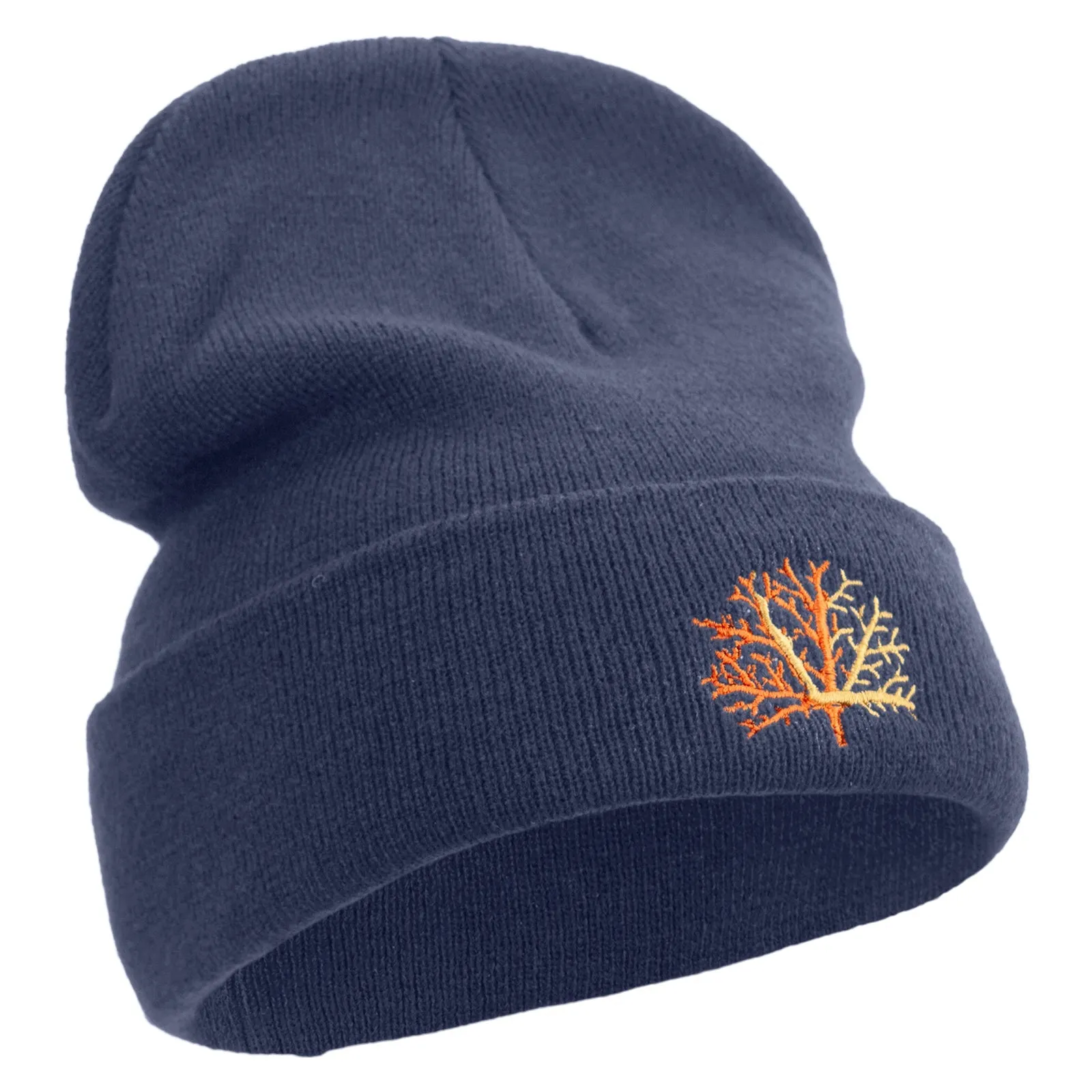 Orange Coral Logo Embroidered Big Size Acrylic Long Beanie