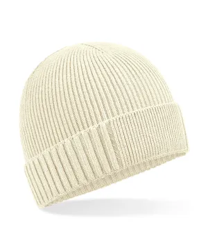 Organic cotton engineered patch beanie | Sand