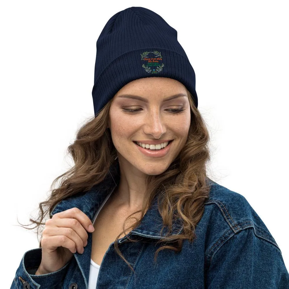 Organic Cotton Ribbed Beanie - There is no place like home - Soft and Stylish Winter Accessory
