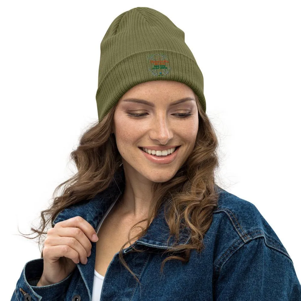Organic Cotton Ribbed Beanie - There is no place like home - Soft and Stylish Winter Accessory