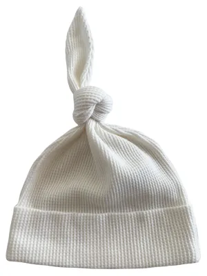 Organic Waffle Knot Beanie, Winter White