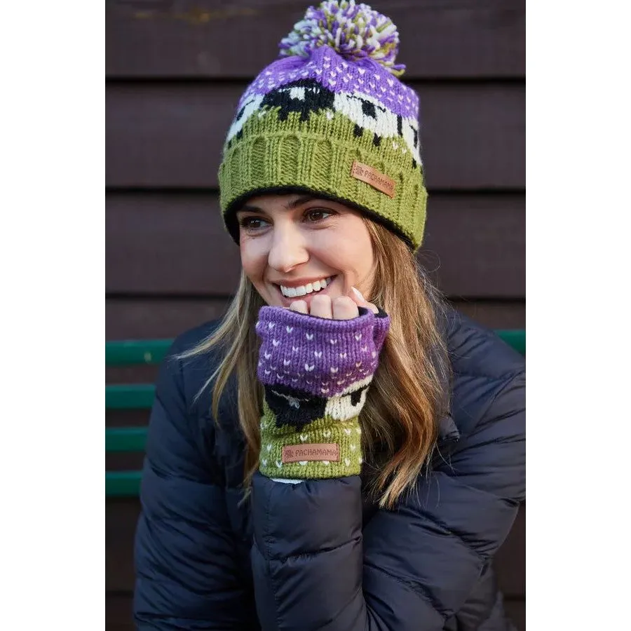 Pachamama Black Sheep Roll Back Bobble Beanie Purple