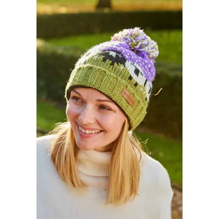 Pachamama Black Sheep Roll Back Bobble Beanie Purple