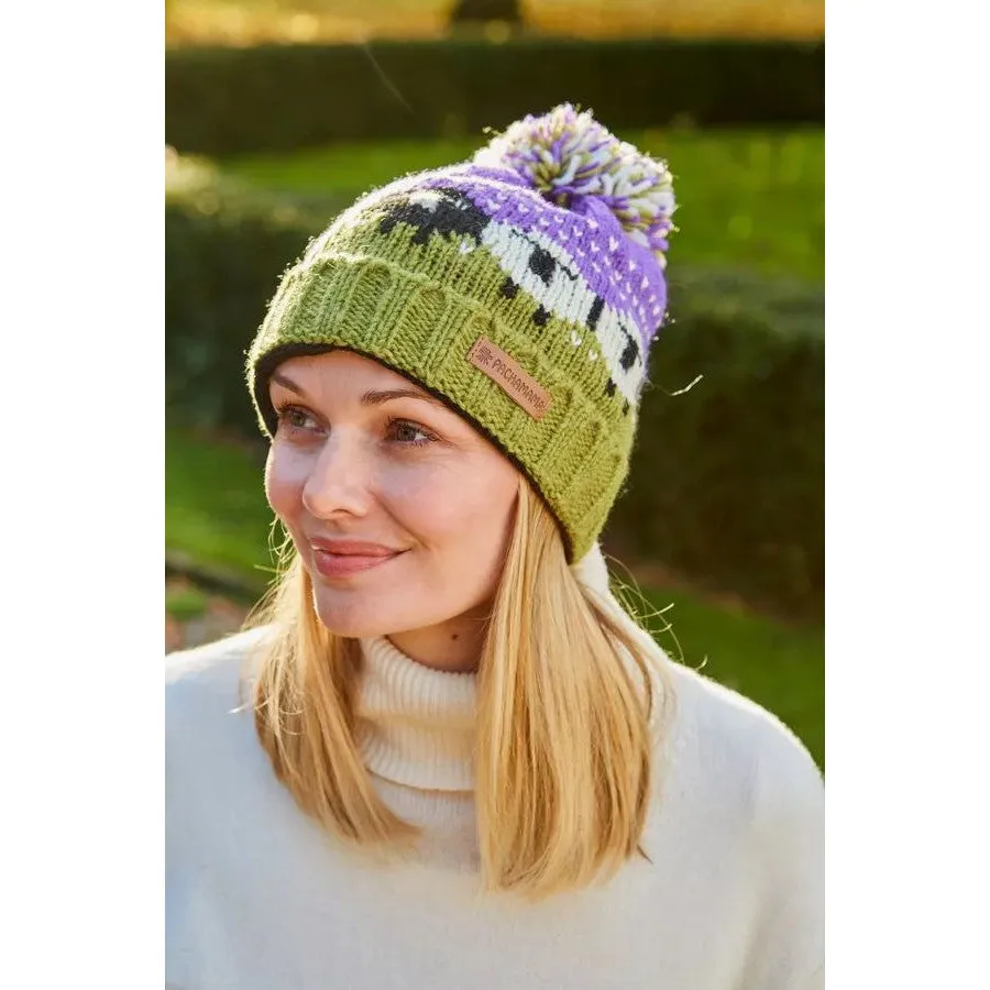 Pachamama Black Sheep Roll Back Bobble Beanie Purple