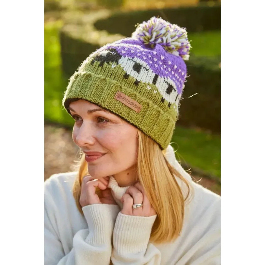 Pachamama Black Sheep Roll Back Bobble Beanie Purple