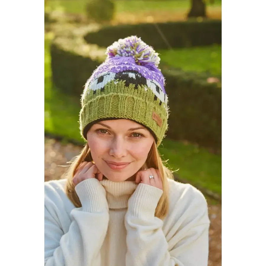 Pachamama Black Sheep Roll Back Bobble Beanie Purple