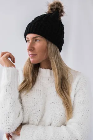 Palmer Cable Knit Beanie - Black
