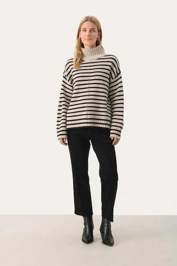 Part Two LilyePW Knitted Striped Jumper in French Oak
