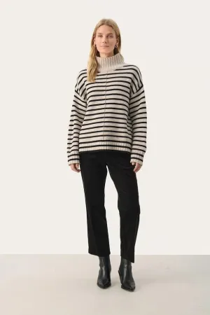 Part Two LilyePW Knitted Striped Jumper in French Oak