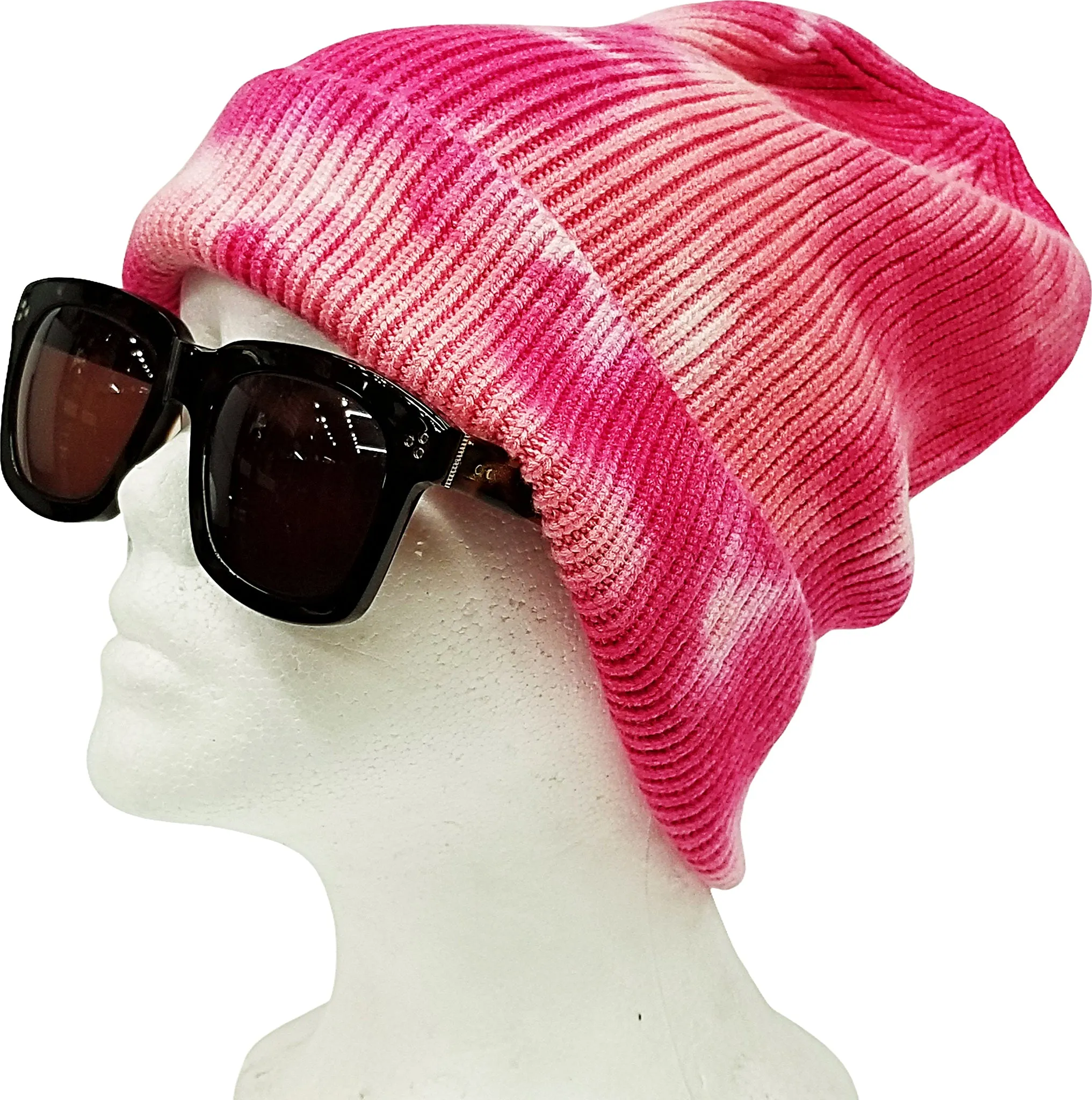 PB266 Pit Bull Tie Dye Cuffed Knit  Beanie Hats [Red/Coral]
