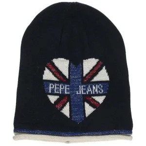 Pepe Jeans Girls Union Jack Heart Beanie in Navy