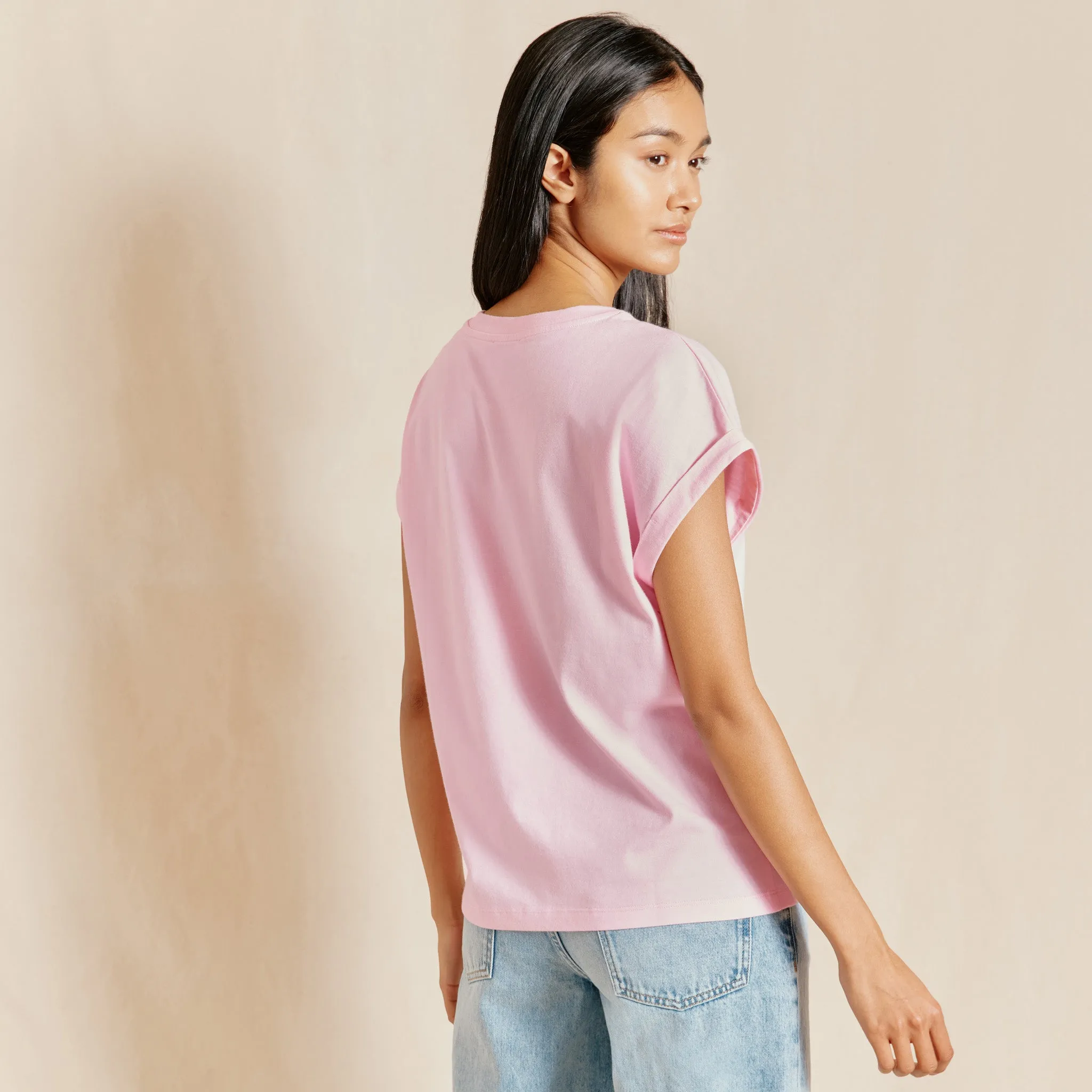 Pink Roll Back T Shirt