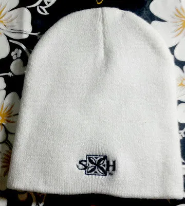 Plumeria Beanie 8 inch White