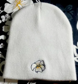 Plumeria Beanie 8 inch White