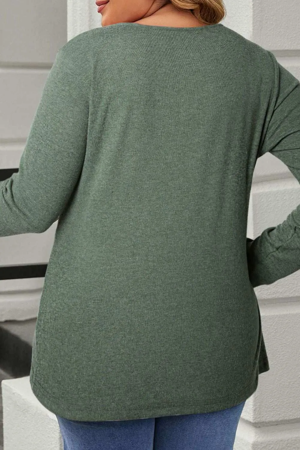 Plus Size Half Snap Long Sleeve T-Shirt for Comfort & Style