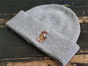Polo Ralph Lauren Sport Horse Bear Heather Gray Cuff Beanie Hat Cap Unisex OSFM