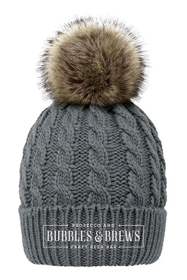 Pom-Pom Bubbles and Brews Beanie
