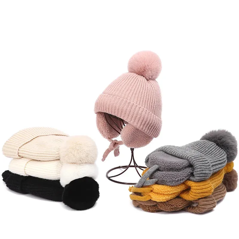 Pompom Earflap Winter Beanie
