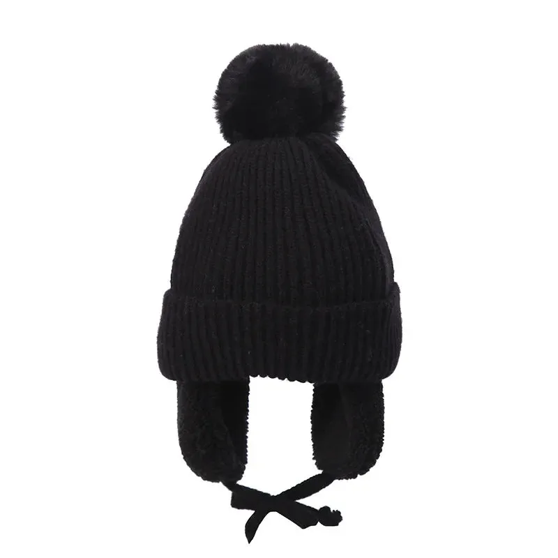 Pompom Earflap Winter Beanie