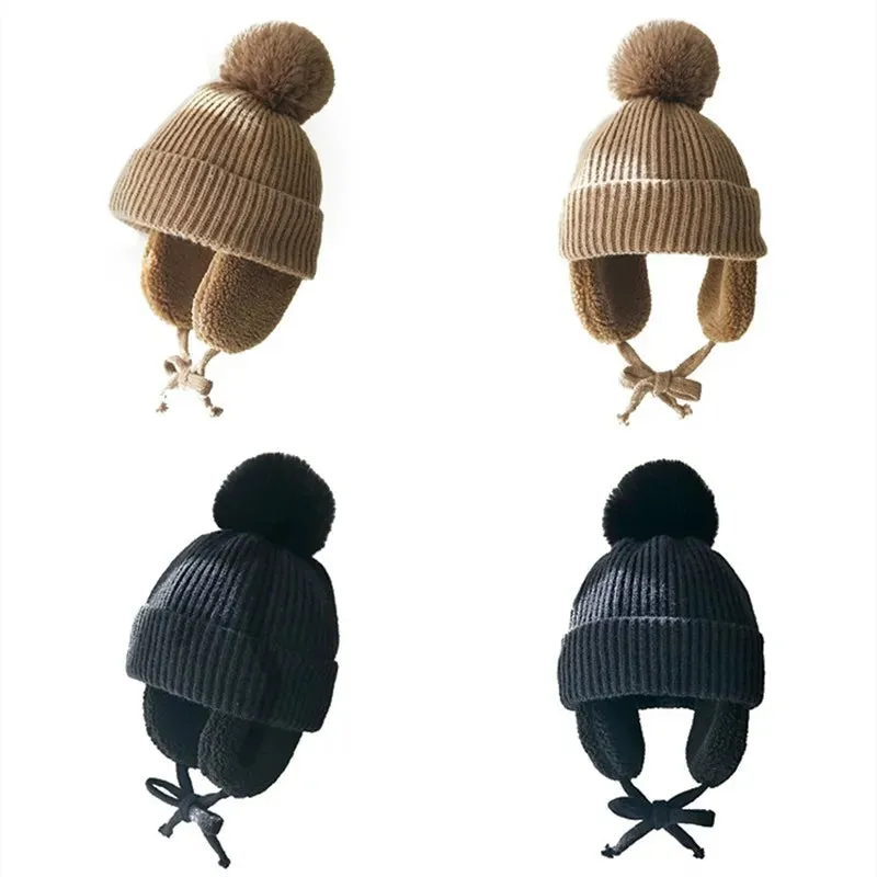 Pompom Earflap Winter Beanie