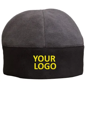 Port Authority Fleece Branded Beanies, Charcoal/Black