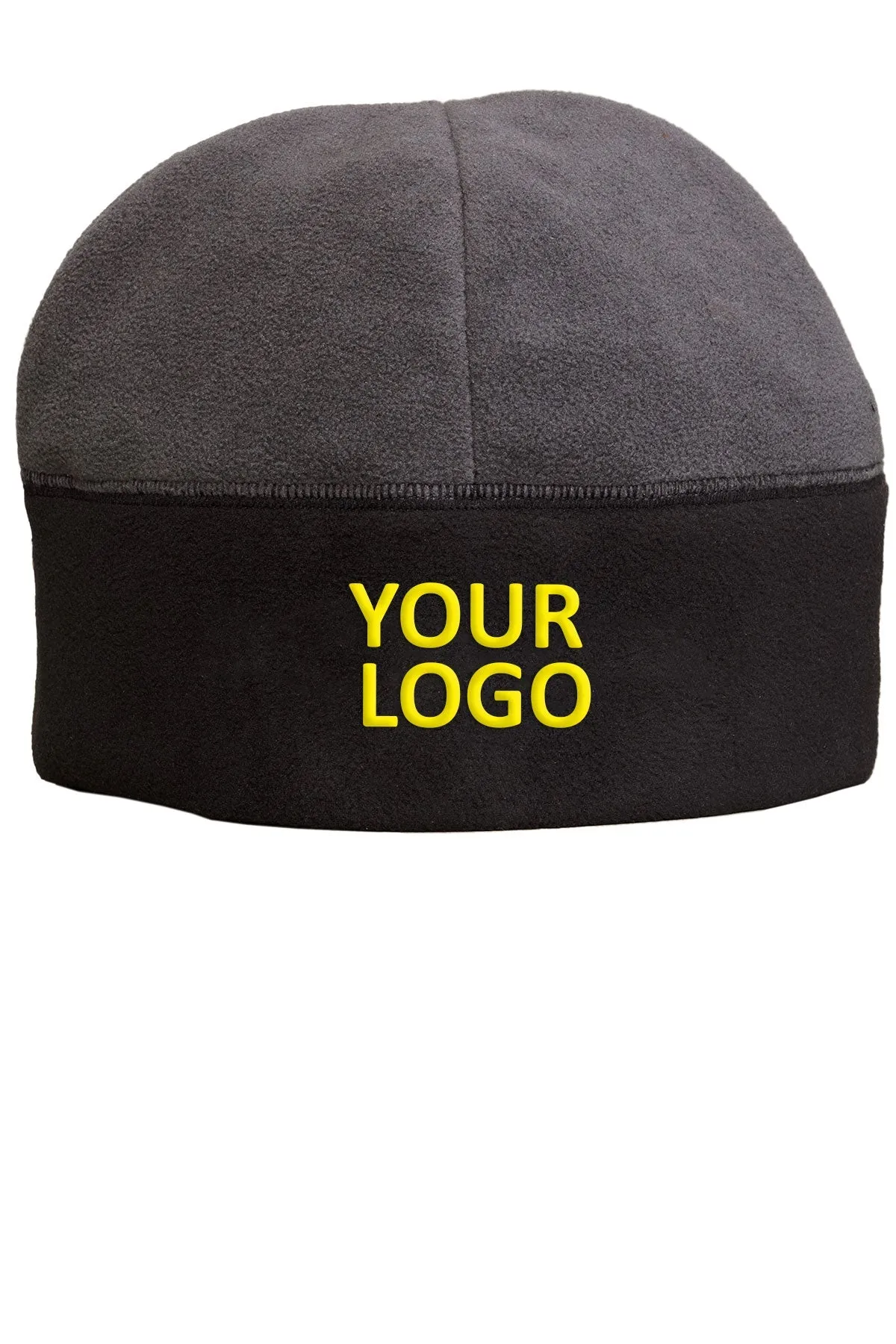 Port Authority Fleece Branded Beanies, Charcoal/Black