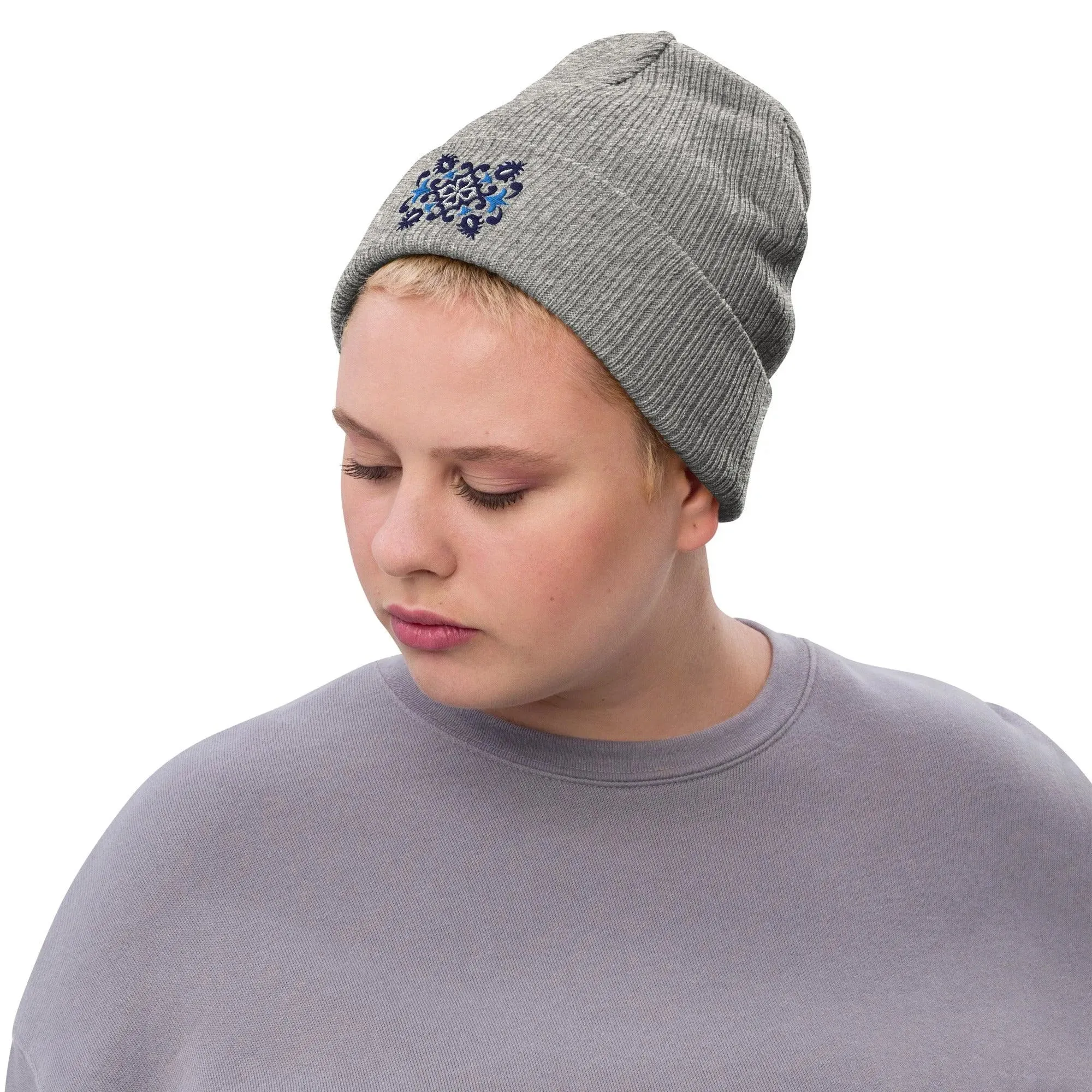 Portuguese Azulejo Tile Motif Embroidered Beanie