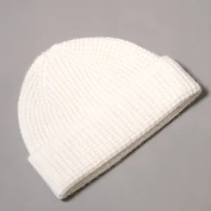 Pure Wool and Angora Beanie Hat in White