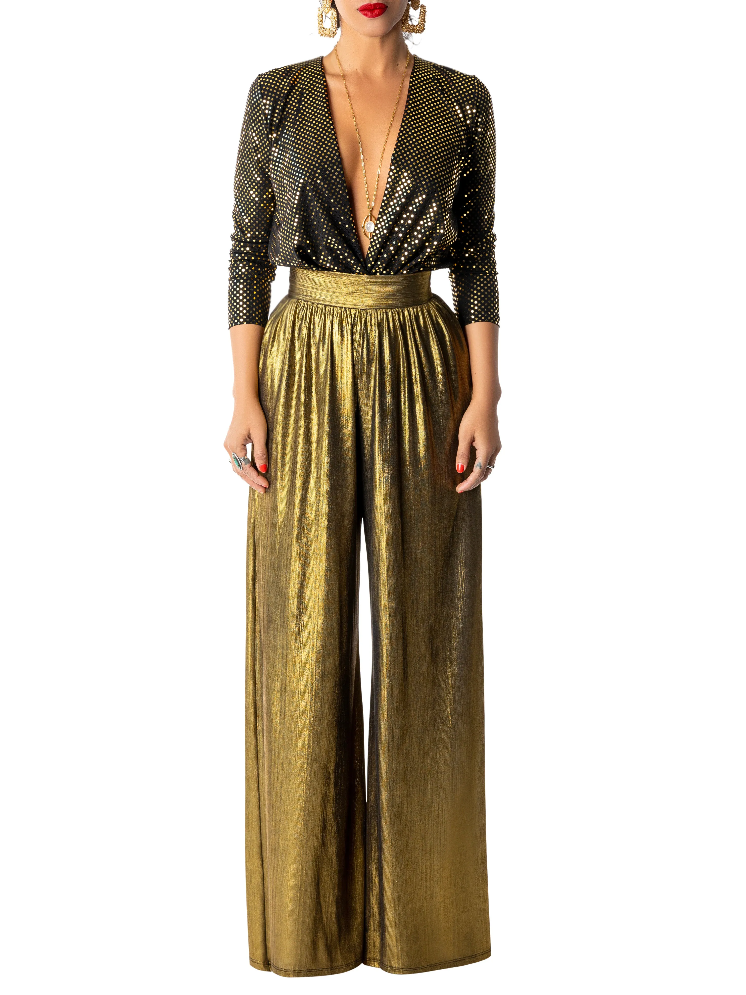 "Blythe" Gold Stretch Pants