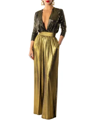 "Blythe" Gold Stretch Pants