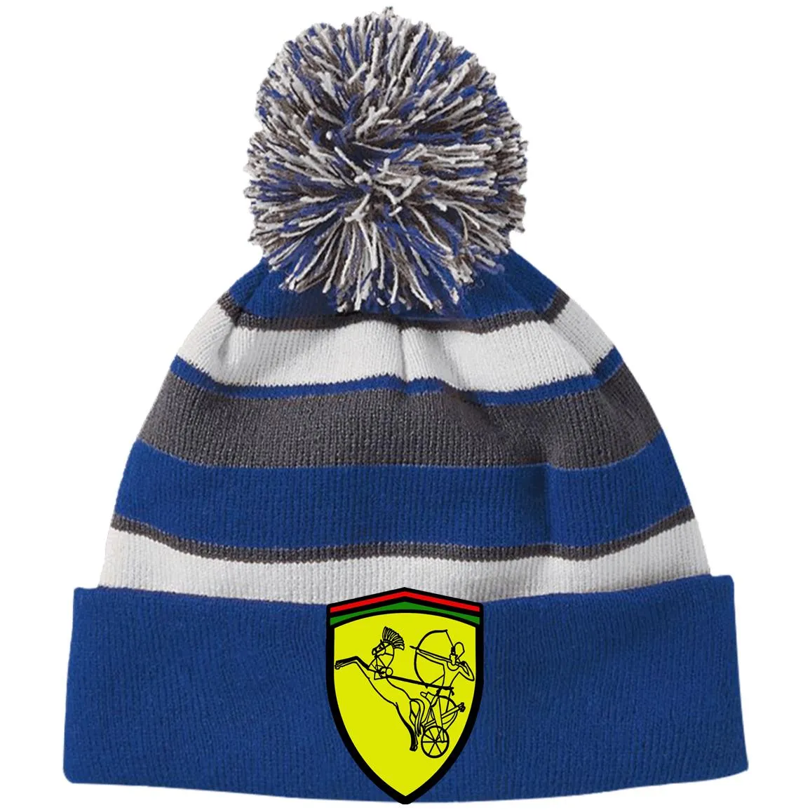 Ramses II Victory EMB Striped Beanie with Pom