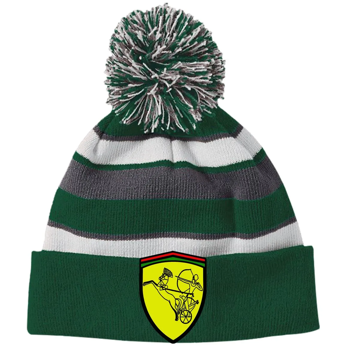 Ramses II Victory EMB Striped Beanie with Pom