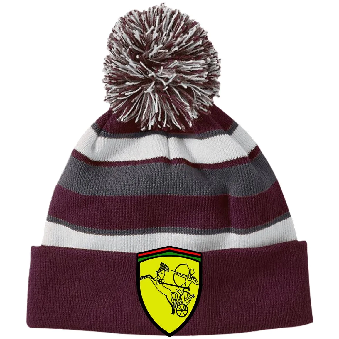 Ramses II Victory EMB Striped Beanie with Pom