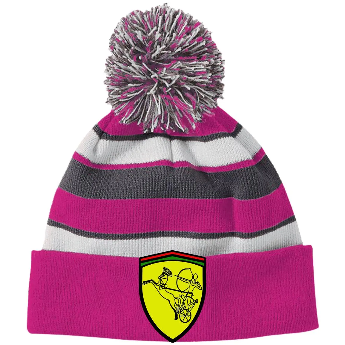Ramses II Victory EMB Striped Beanie with Pom