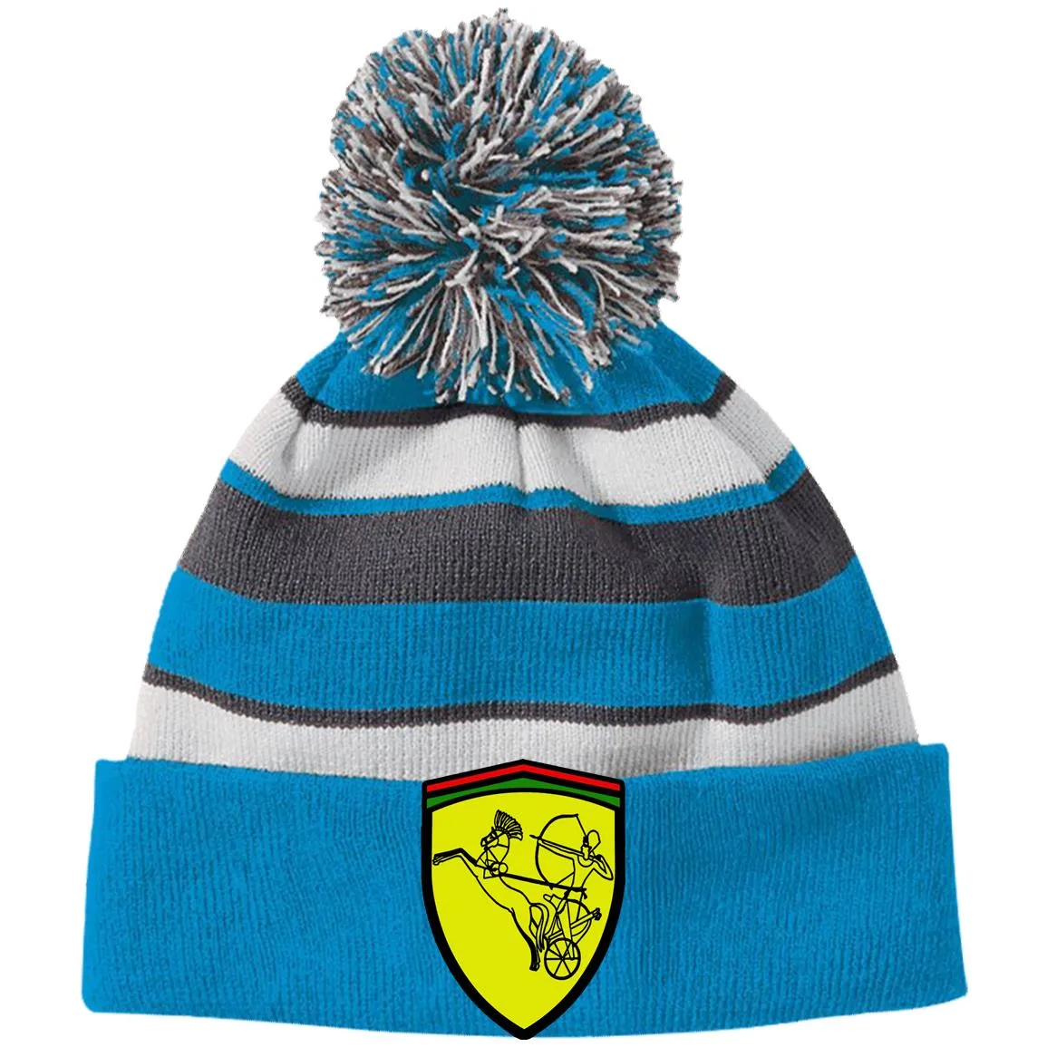 Ramses II Victory EMB Striped Beanie with Pom