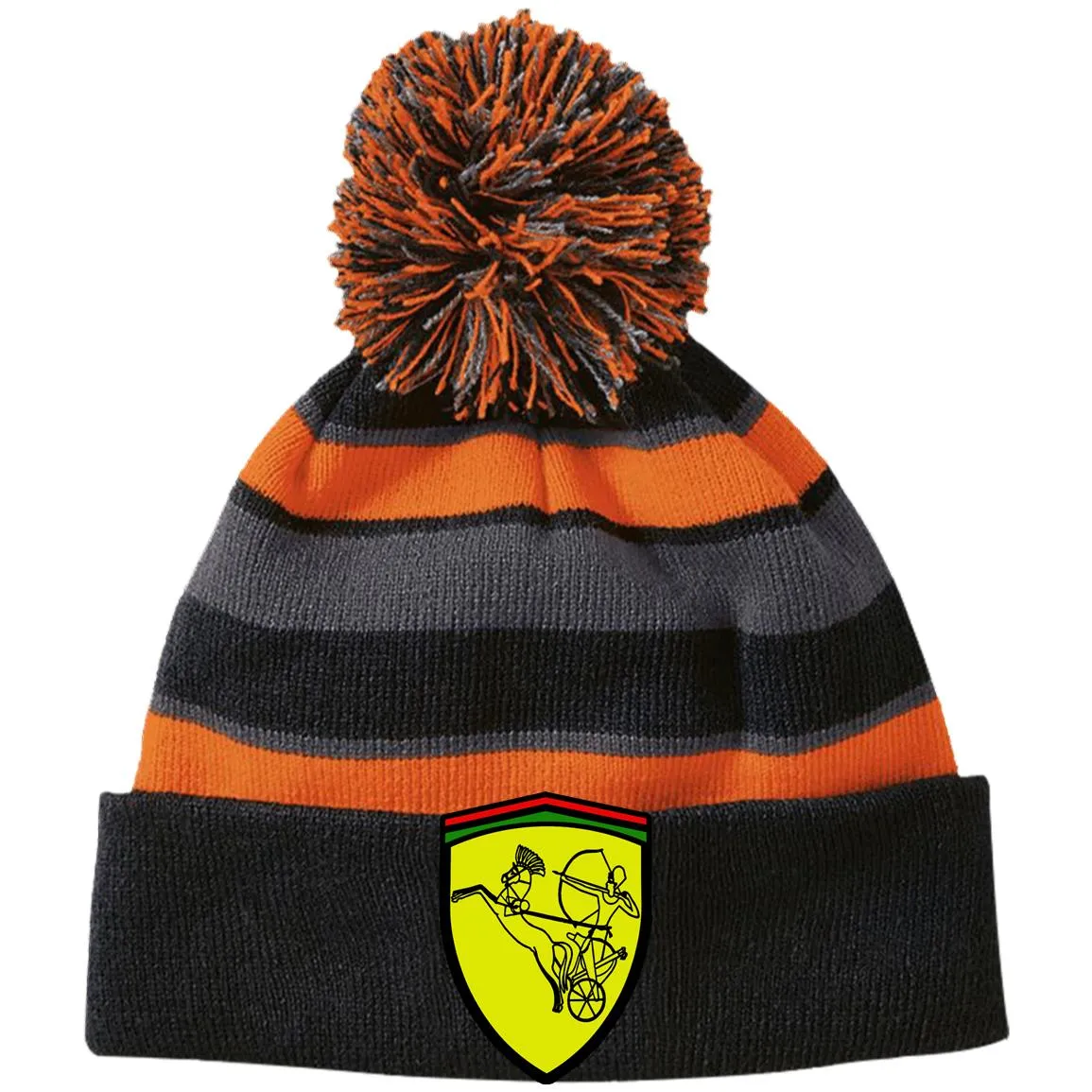 Ramses II Victory EMB Striped Beanie with Pom