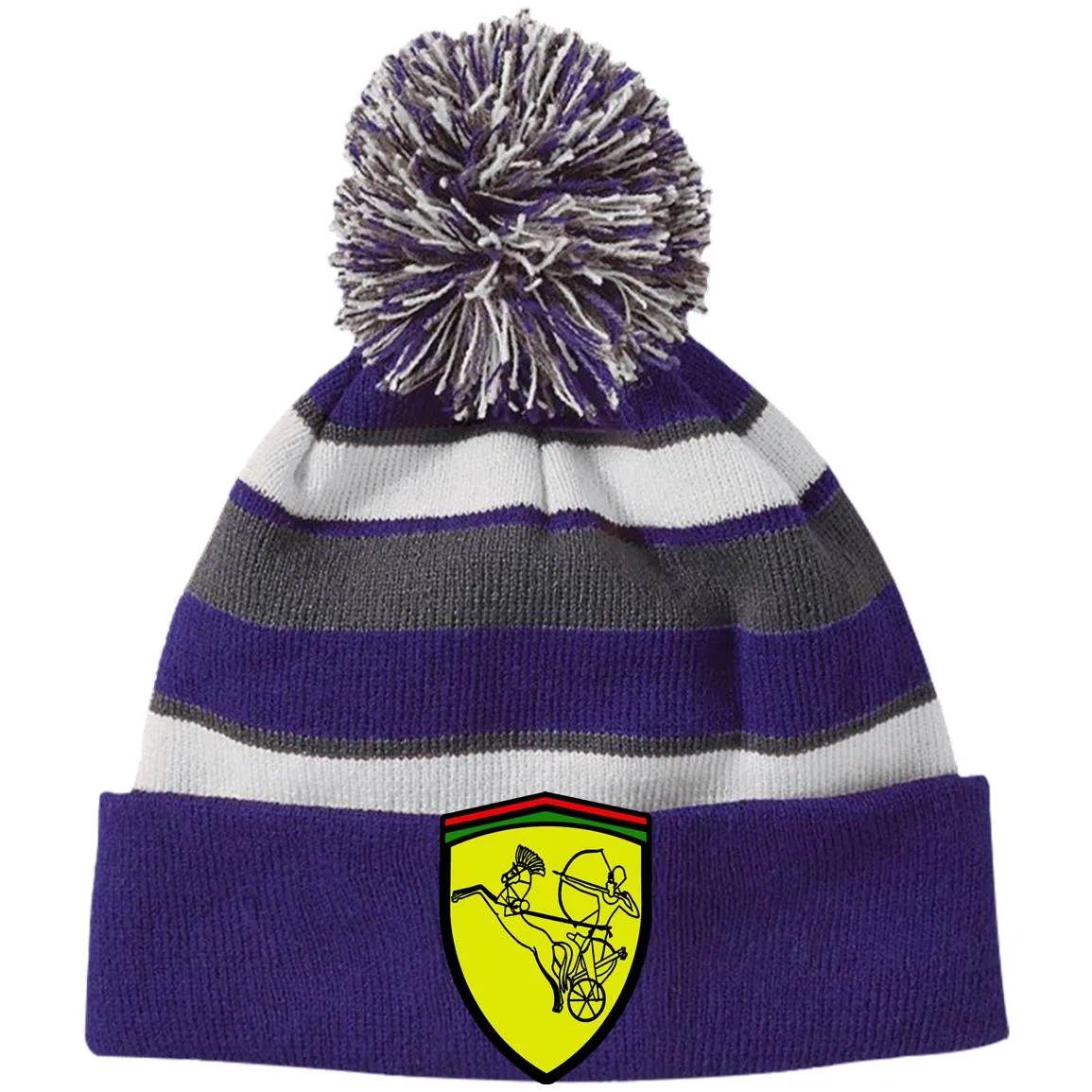 Ramses II Victory EMB Striped Beanie with Pom
