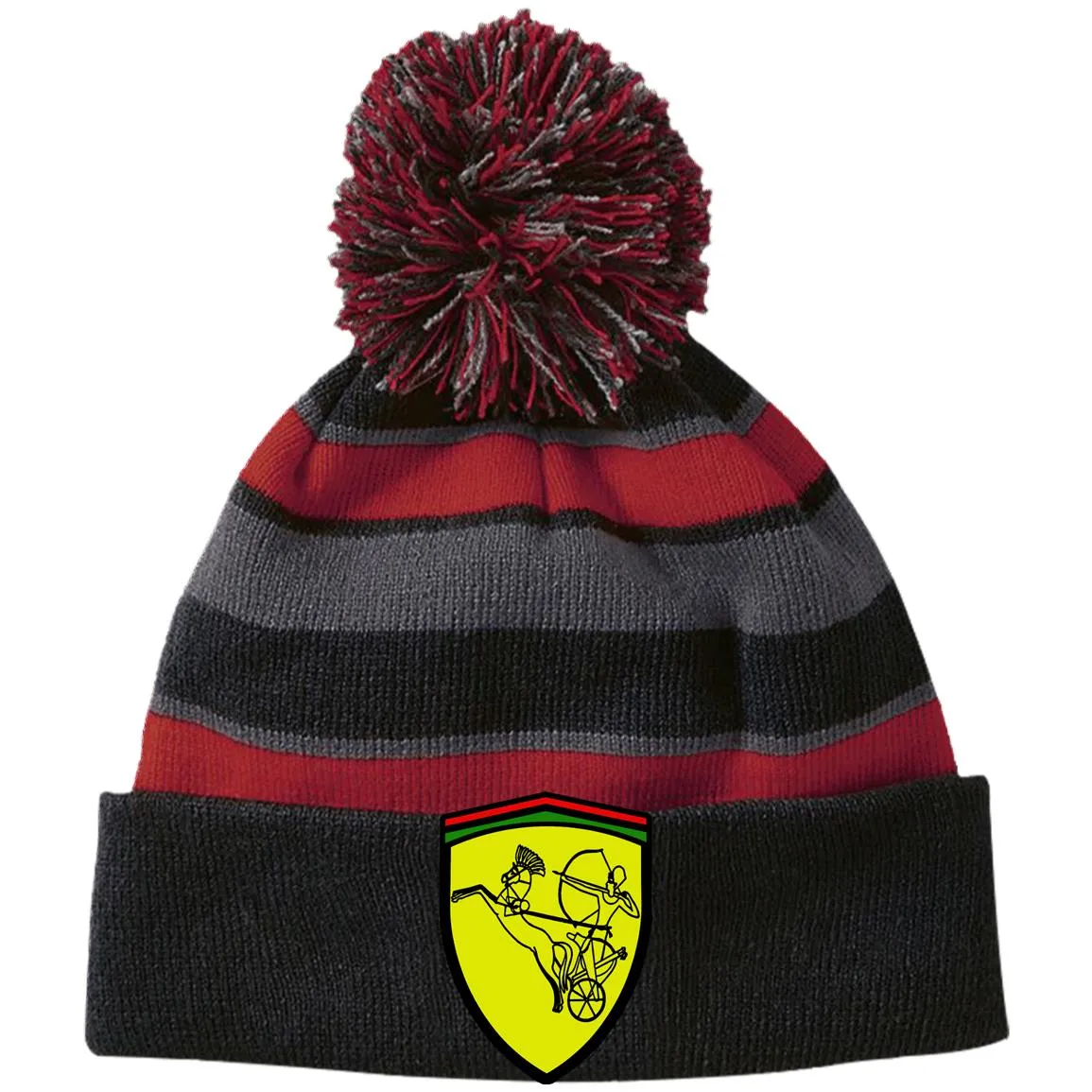 Ramses II Victory EMB Striped Beanie with Pom