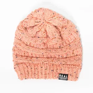 REAL Shred Supply Speckled Knit Beanie-Coral