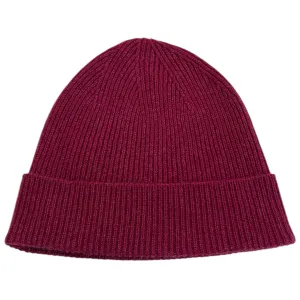 Ribbed Cashmere Beanie in Loganberry