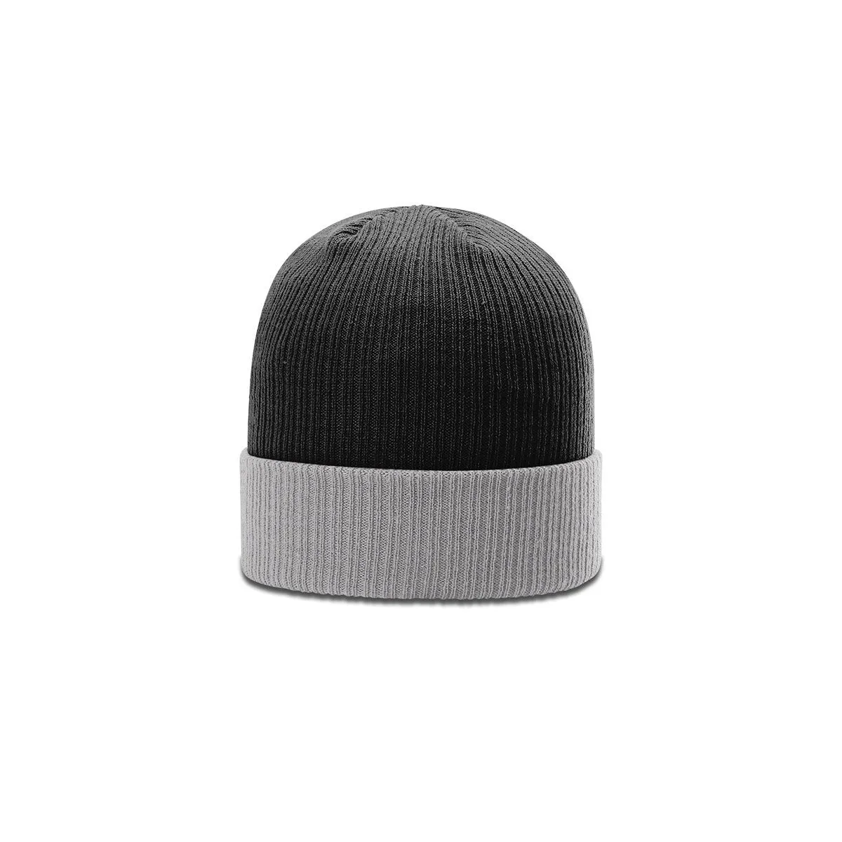 Richardson Black/Grey Rib Knit Beanie with Cuff