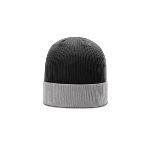 Richardson Black/Grey Rib Knit Beanie with Cuff