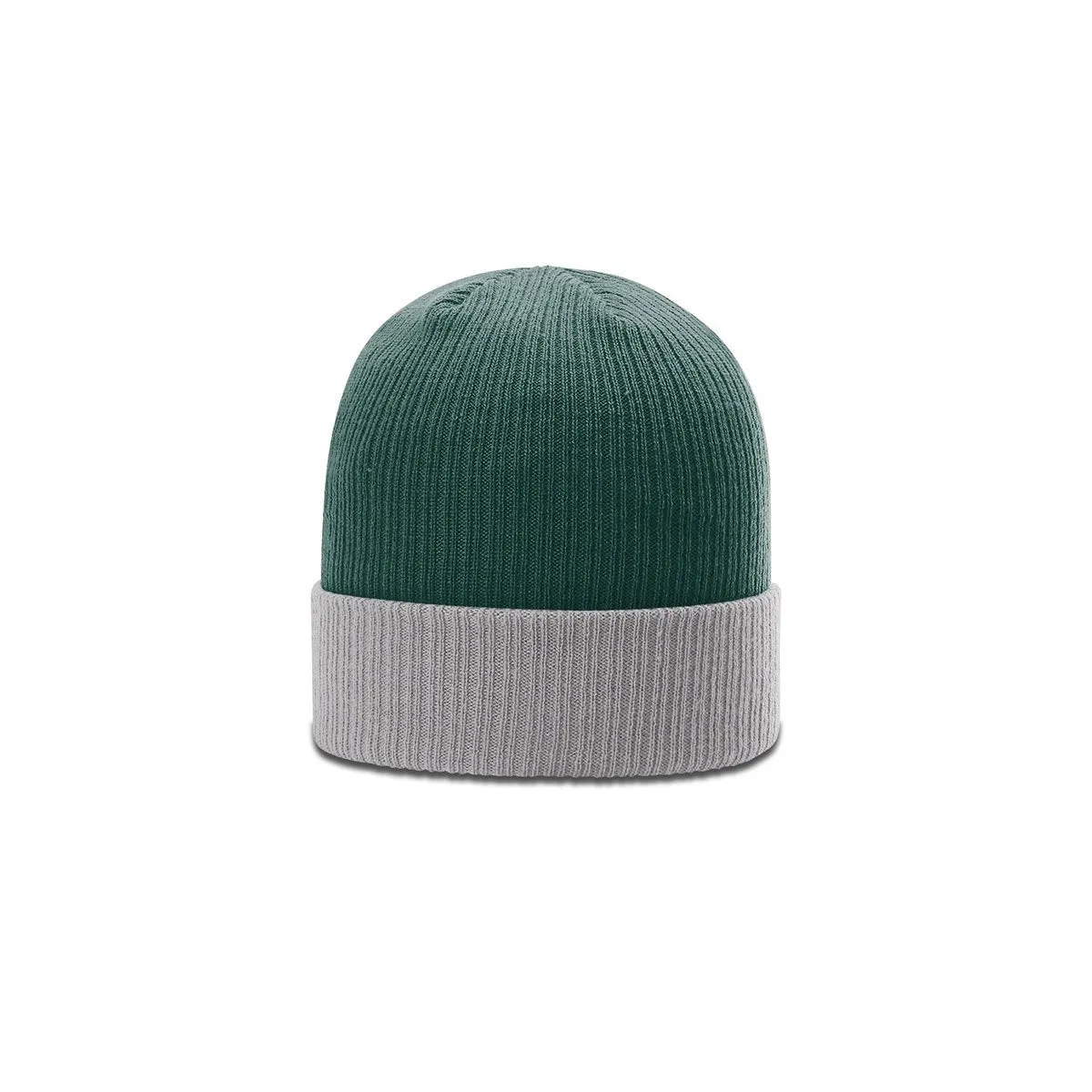 Richardson Dark Green/Grey Rib Knit Beanie with Cuff