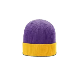Richardson Purple/Gold Rib Knit Beanie with Cuff