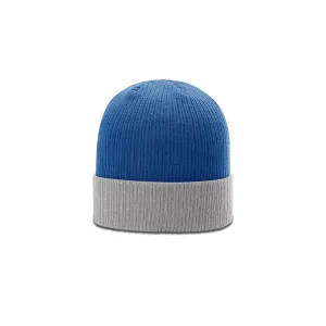 Richardson Royal/Grey Rib Knit Beanie with Cuff