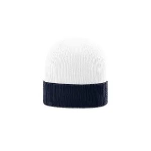 Richardson White/Navy Rib Knit Beanie with Cuff