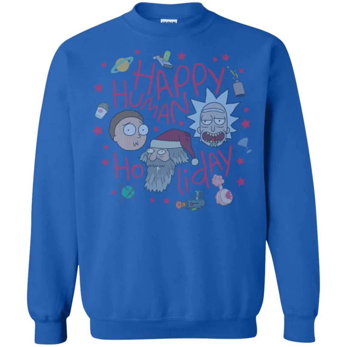 Rick And Morty Happy Human Holiday Jumper Unisex Crewneck Pullover Sweatshirt