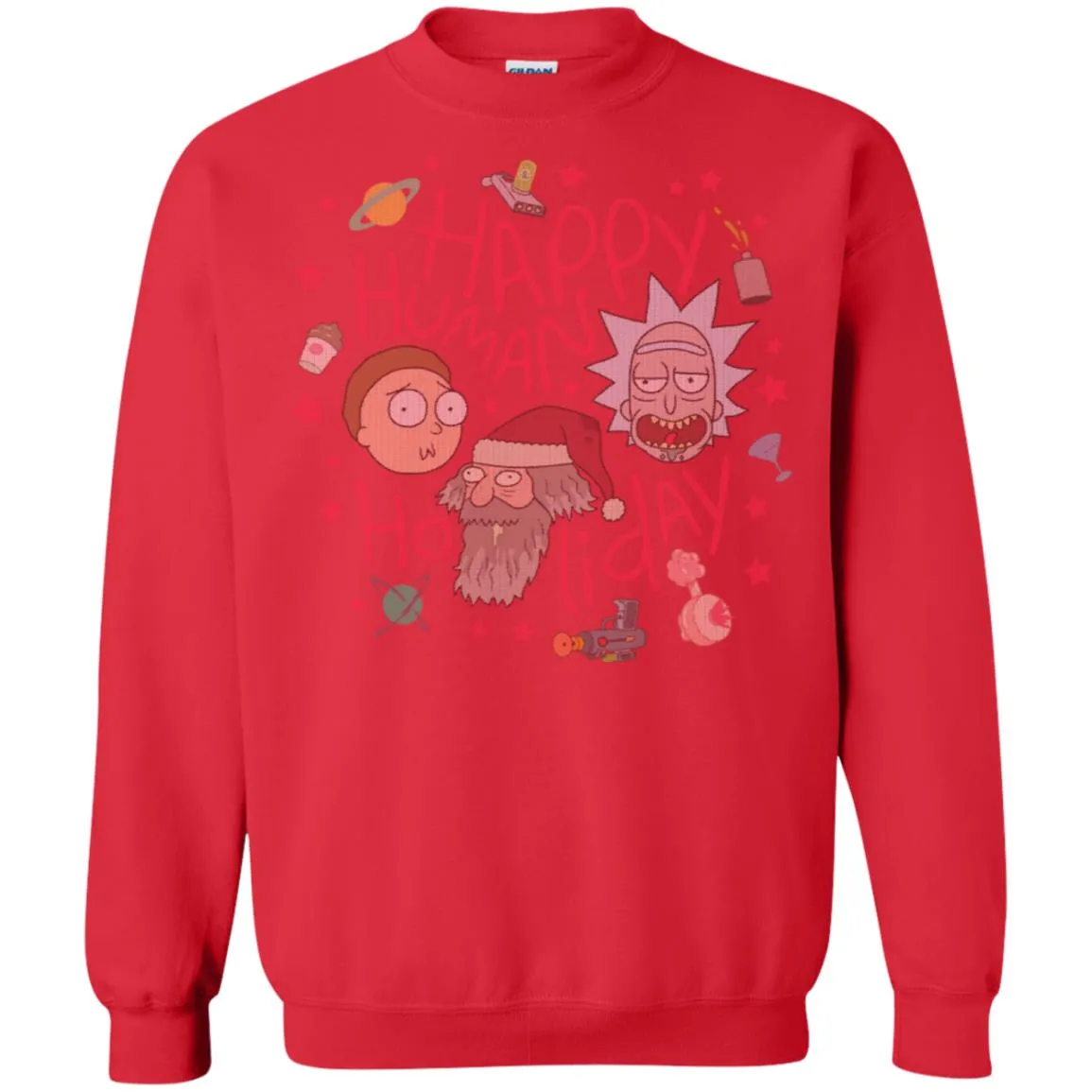 Rick And Morty Happy Human Holiday Jumper Unisex Crewneck Pullover Sweatshirt