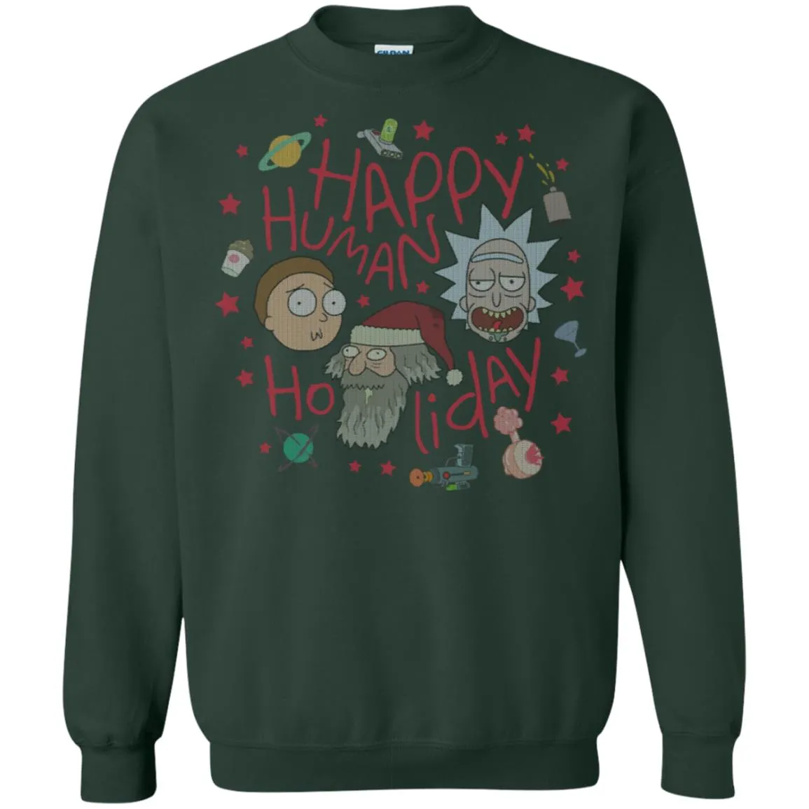 Rick And Morty Happy Human Holiday Jumper Unisex Crewneck Pullover Sweatshirt