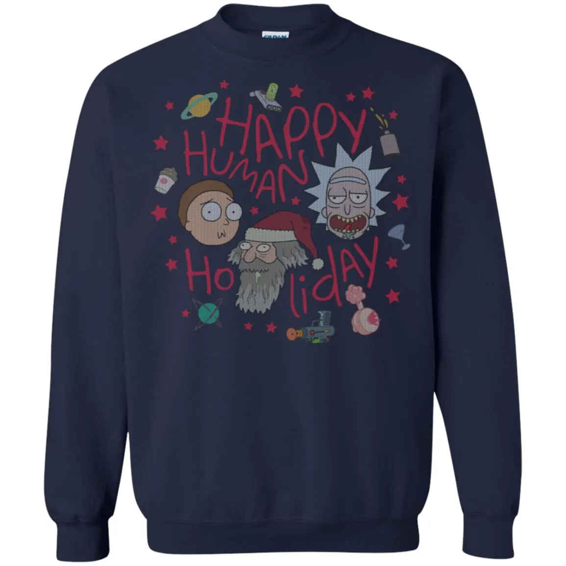 Rick And Morty Happy Human Holiday Jumper Unisex Crewneck Pullover Sweatshirt